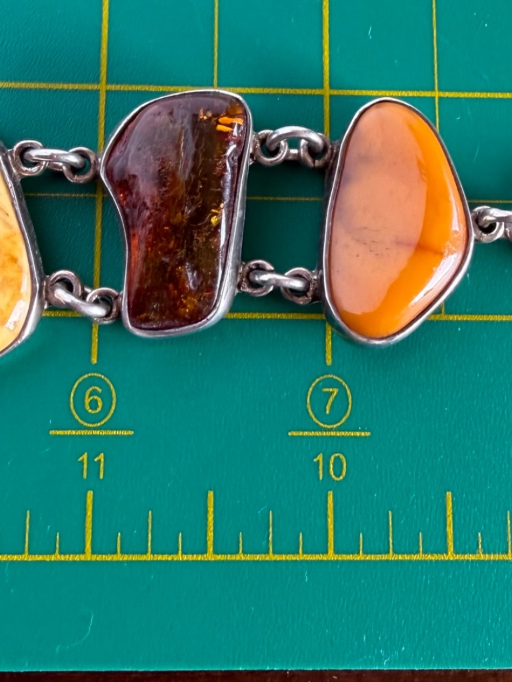 Amber Bracelet Set in Sterling Silver Cabochon Settings - Picture 12 of 12